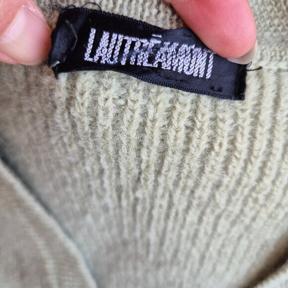 Vintage Lautreamont Made in Japan 100% Wool Cardigan V-Neck Button Pocket Green - Picture 8 of 16